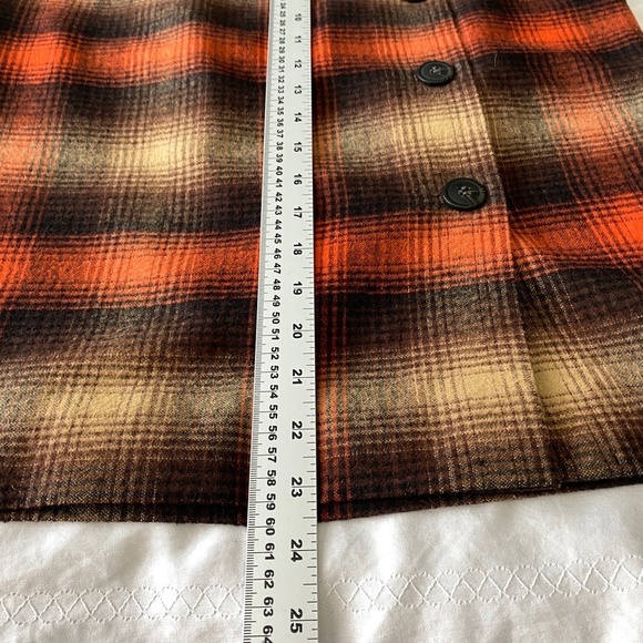 Classiques Entier Women's Orange/Brown Plaid Wool Pull On Pencil Skirt Size 8 - Picture 12 of 14